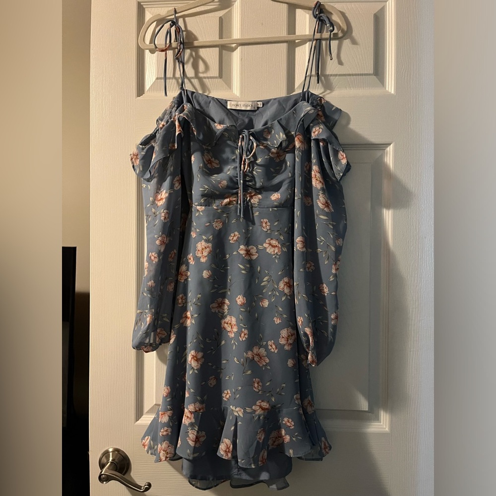 Floret Studios - Cold Shoulder Tie Mini Dress